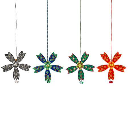 Handmade Wooden Flower Christmas Hanging for Home Decor - Green, Black, Red, Blue
